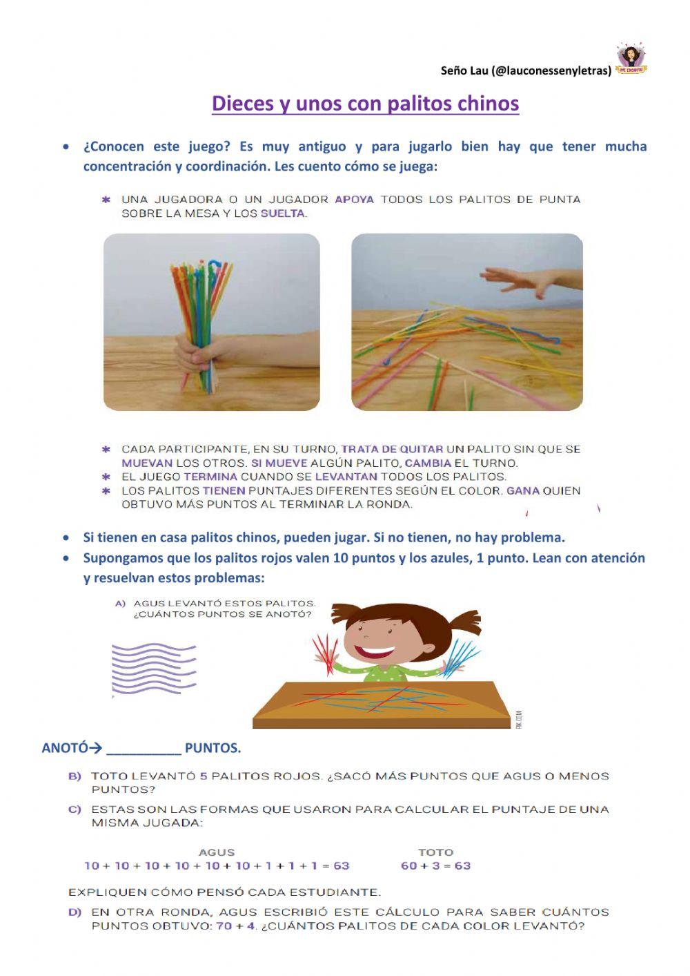 Unos y dieces con palitos chinos