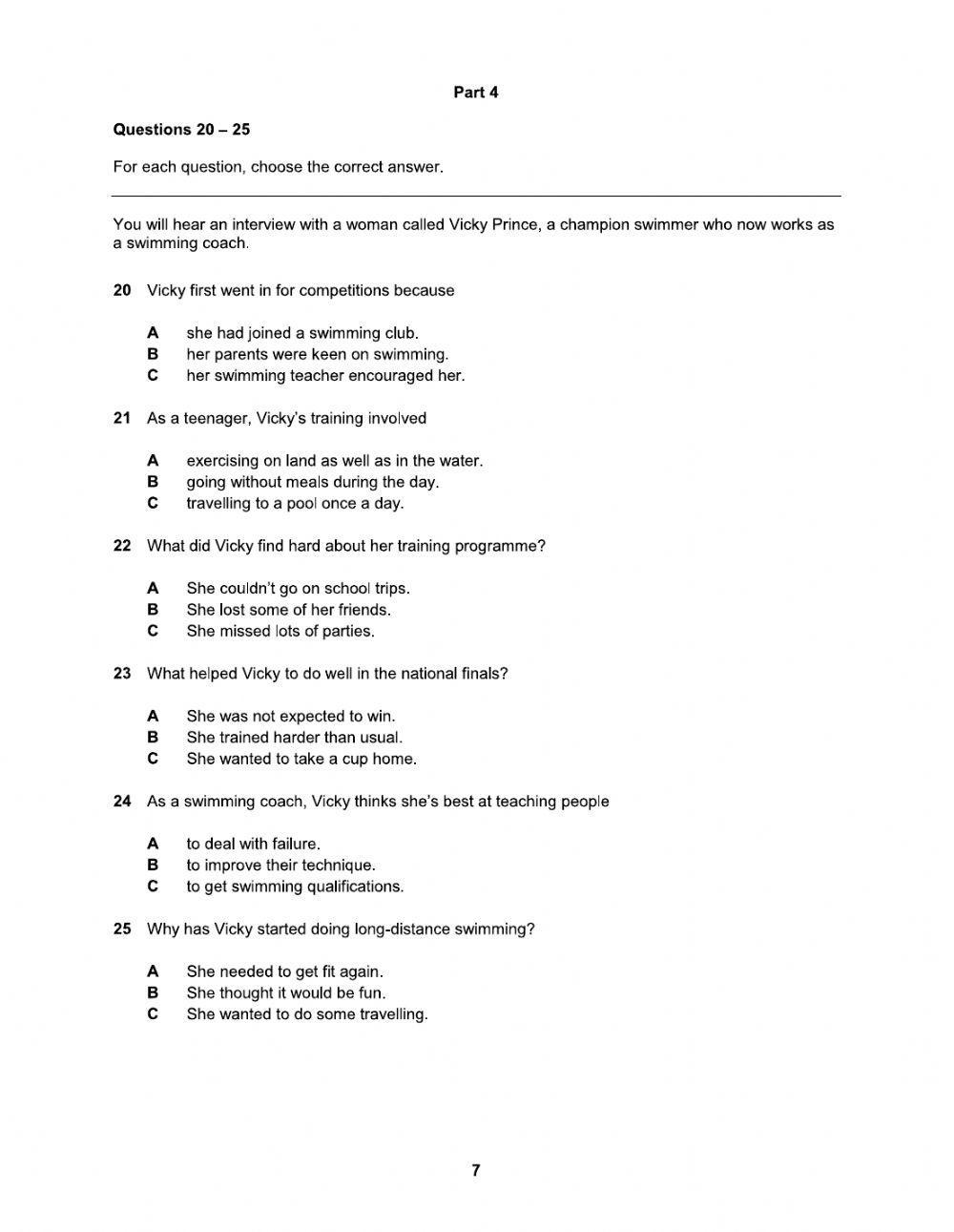 Listening - pet practice