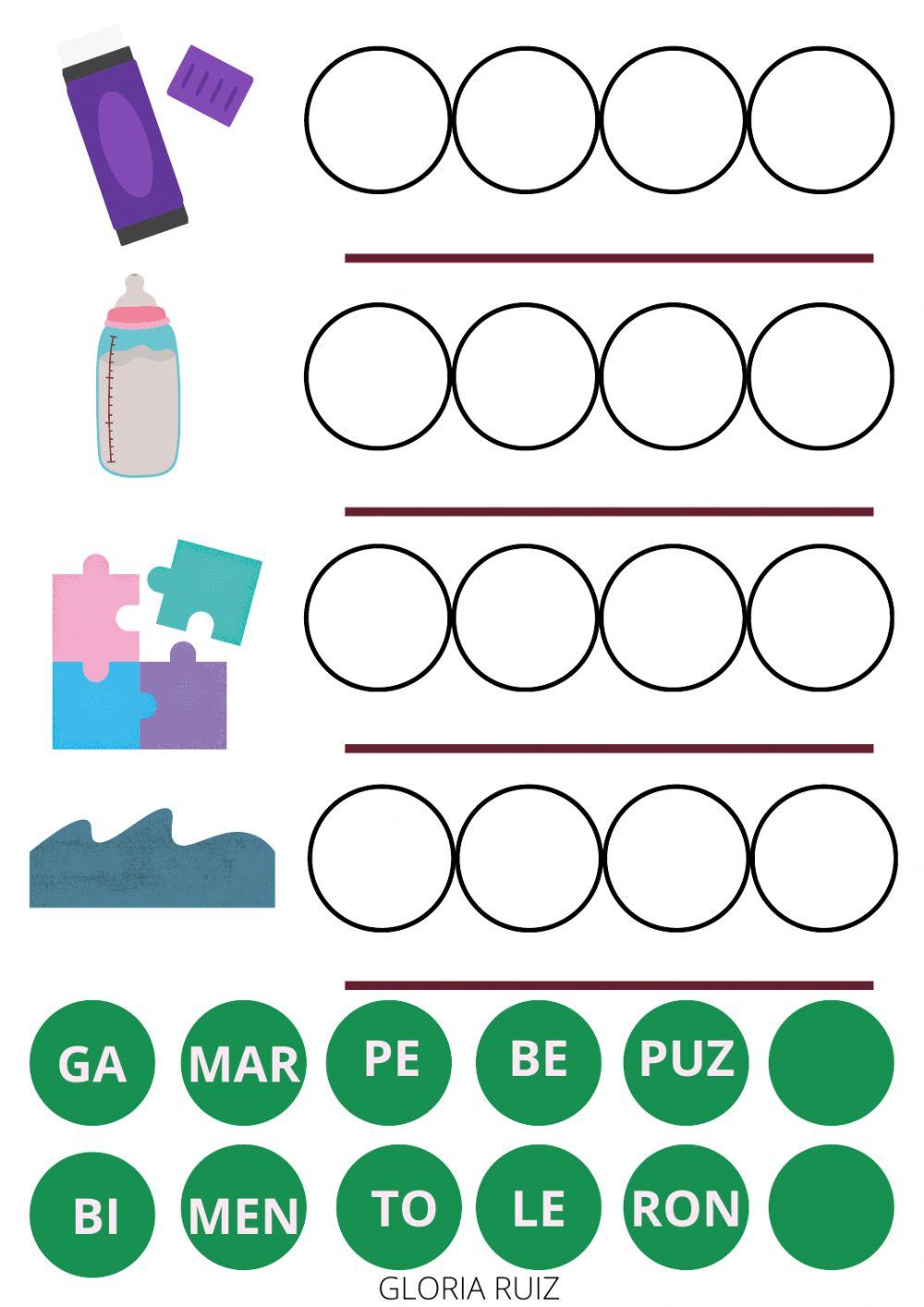 Divide en silabas y completa
