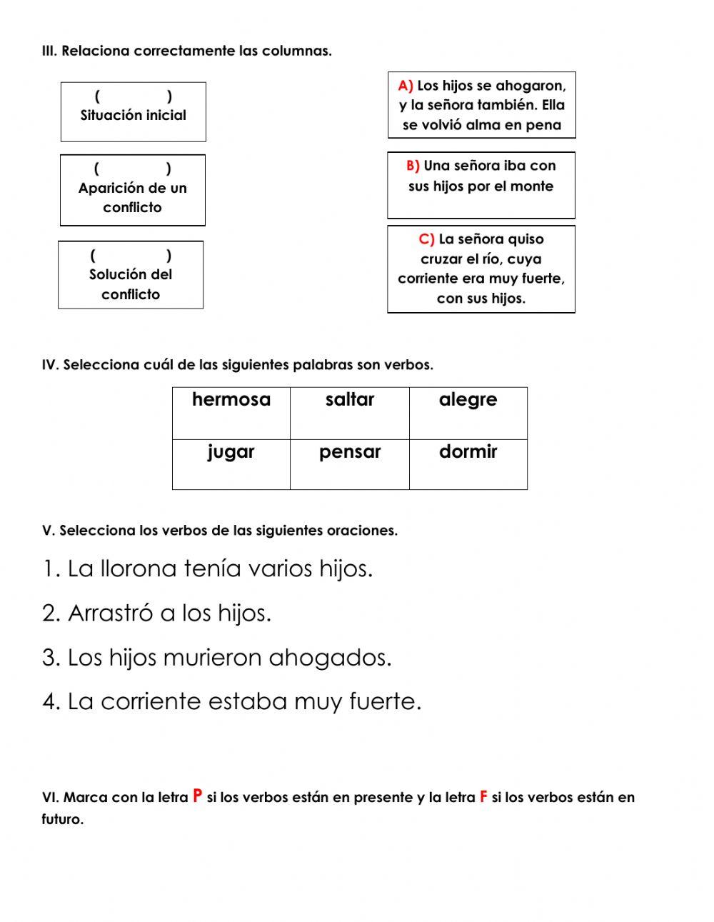 Examen de español 3°