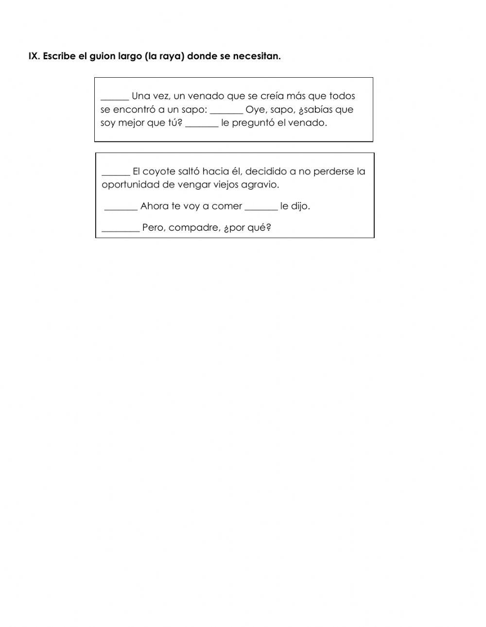 Examen de español 3°