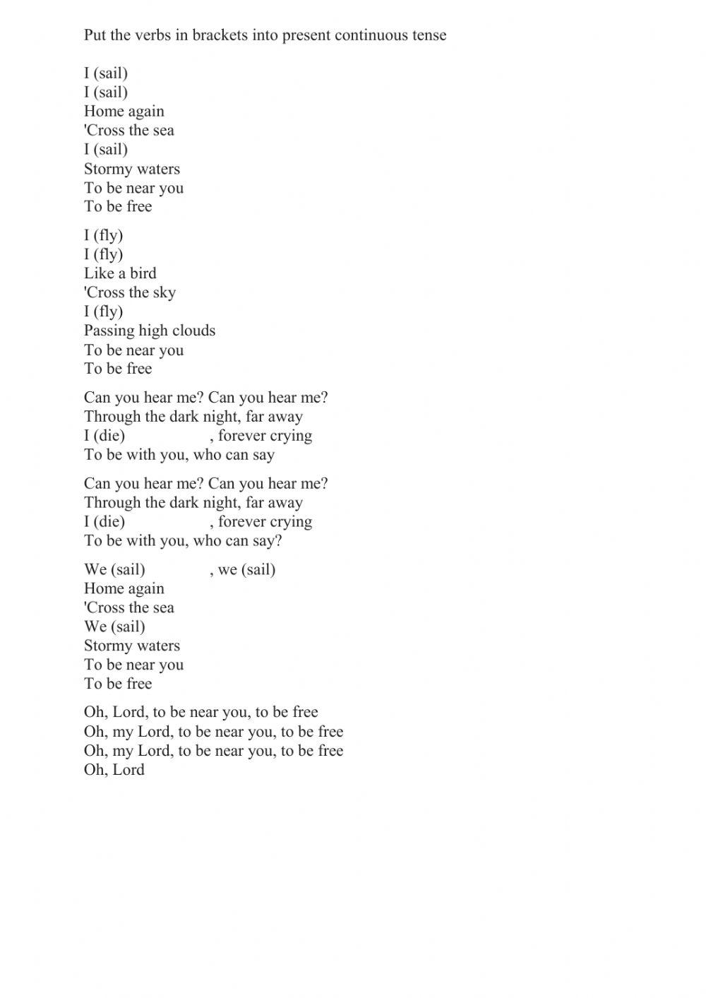 Present continuous tense