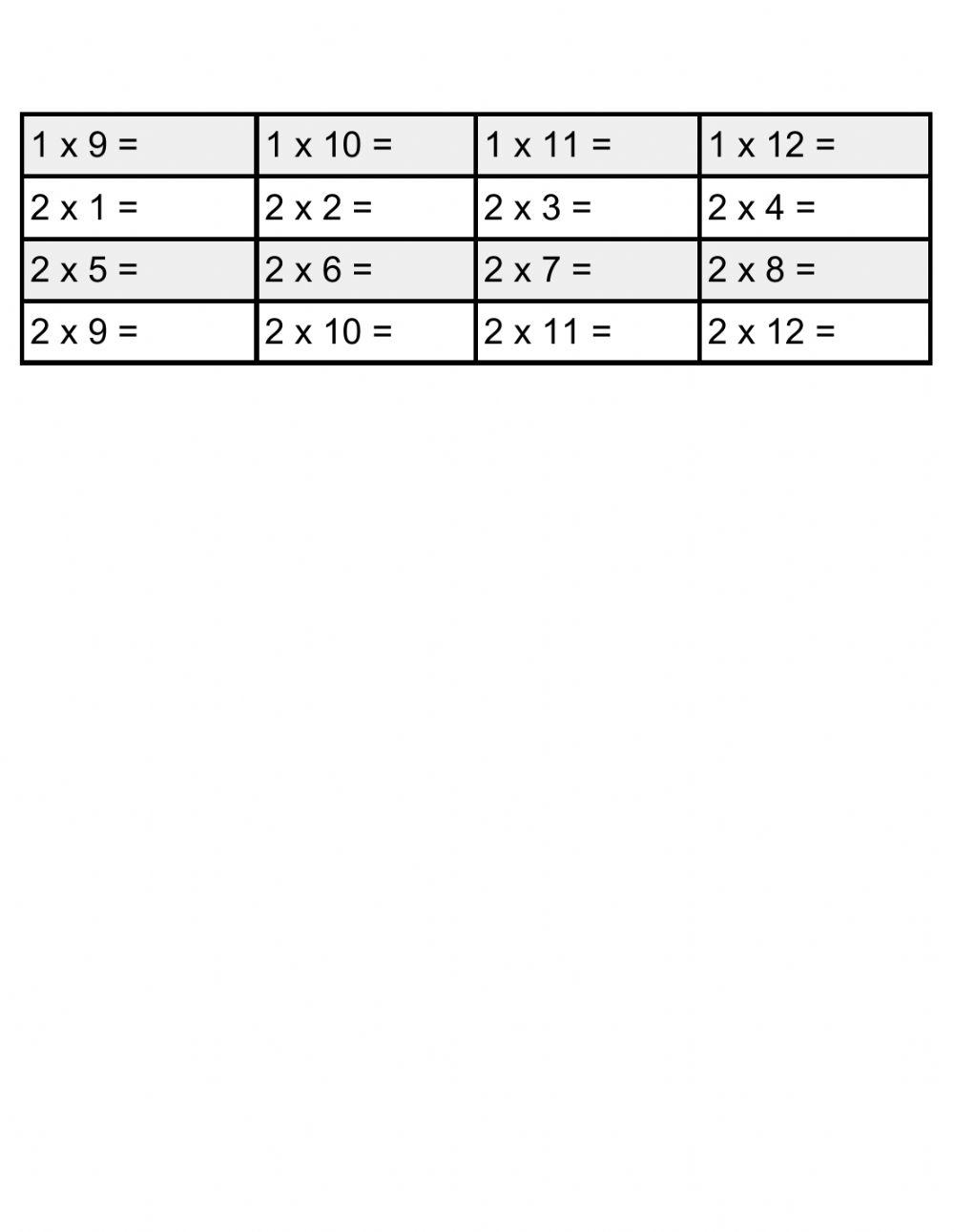 1x and 2x Multiplication Worksheet Christy P. Live