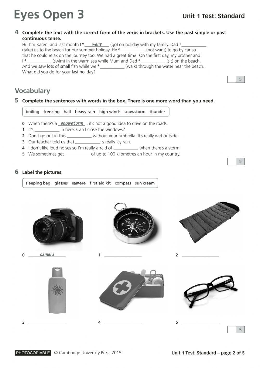 Test eyes open 3 unit 1