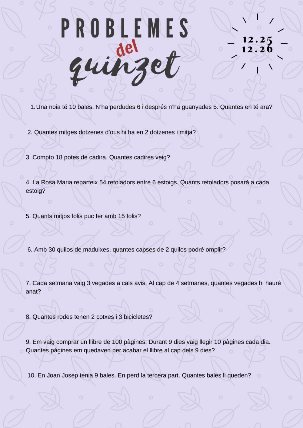 Problemes del quinzet 12.25 i 12.26