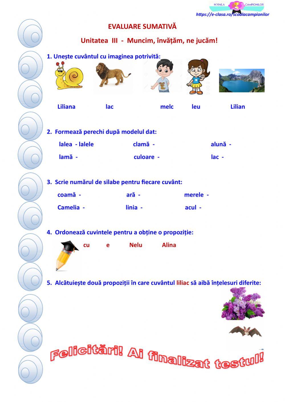 Evaluare sumativă ut3