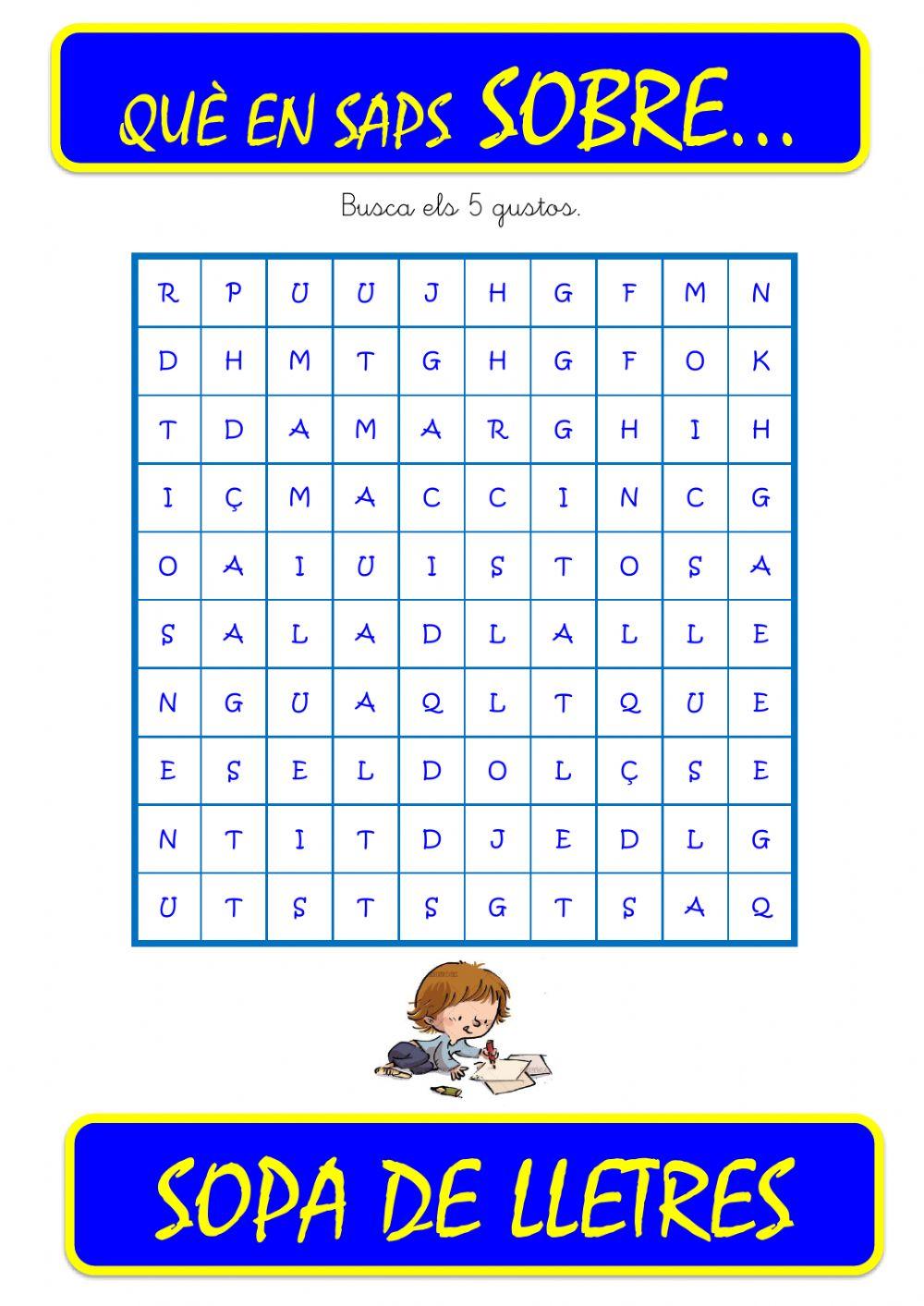 Que saps sobre...Sopa de lletres-Gust