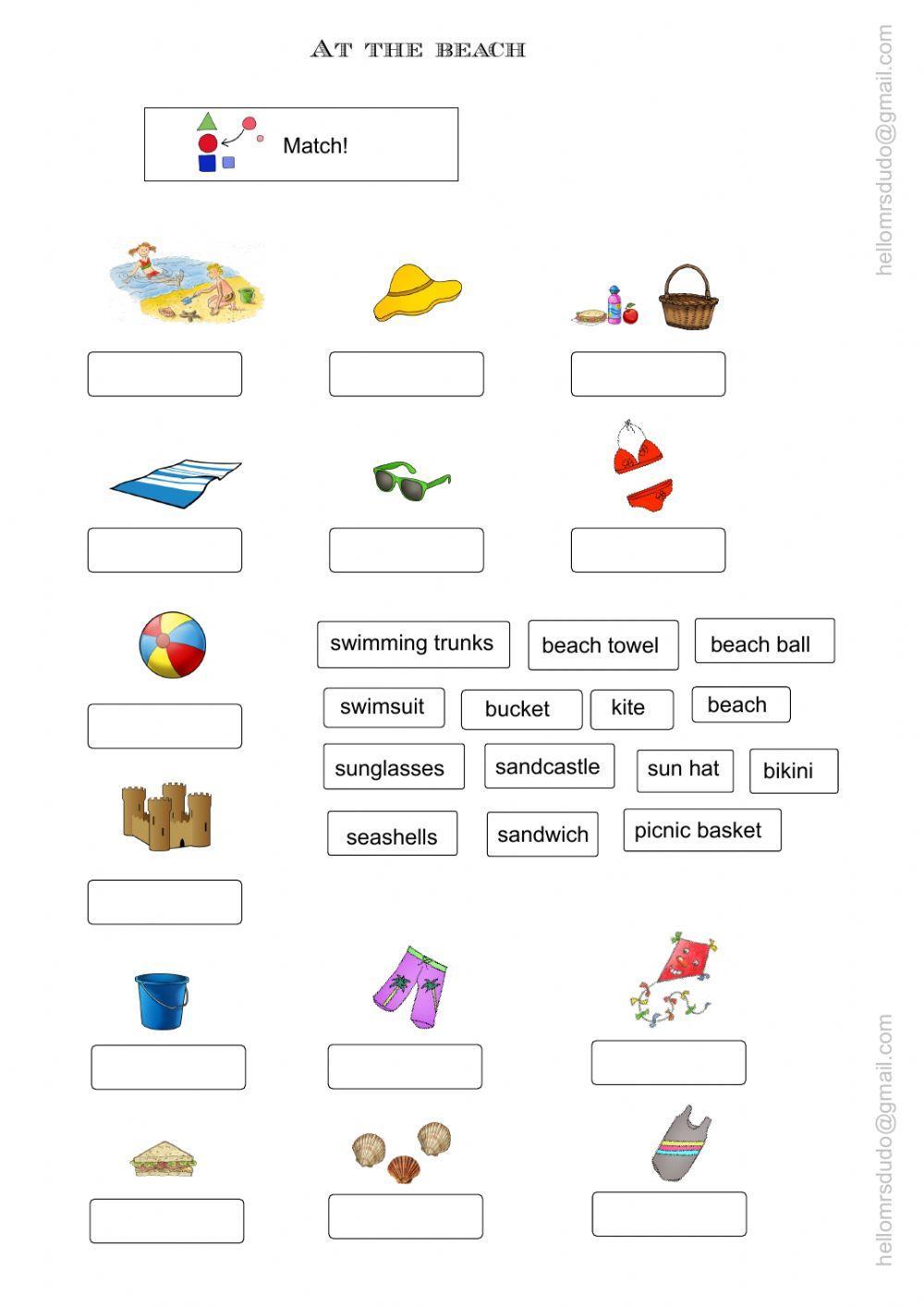 At the beach - vocabulary