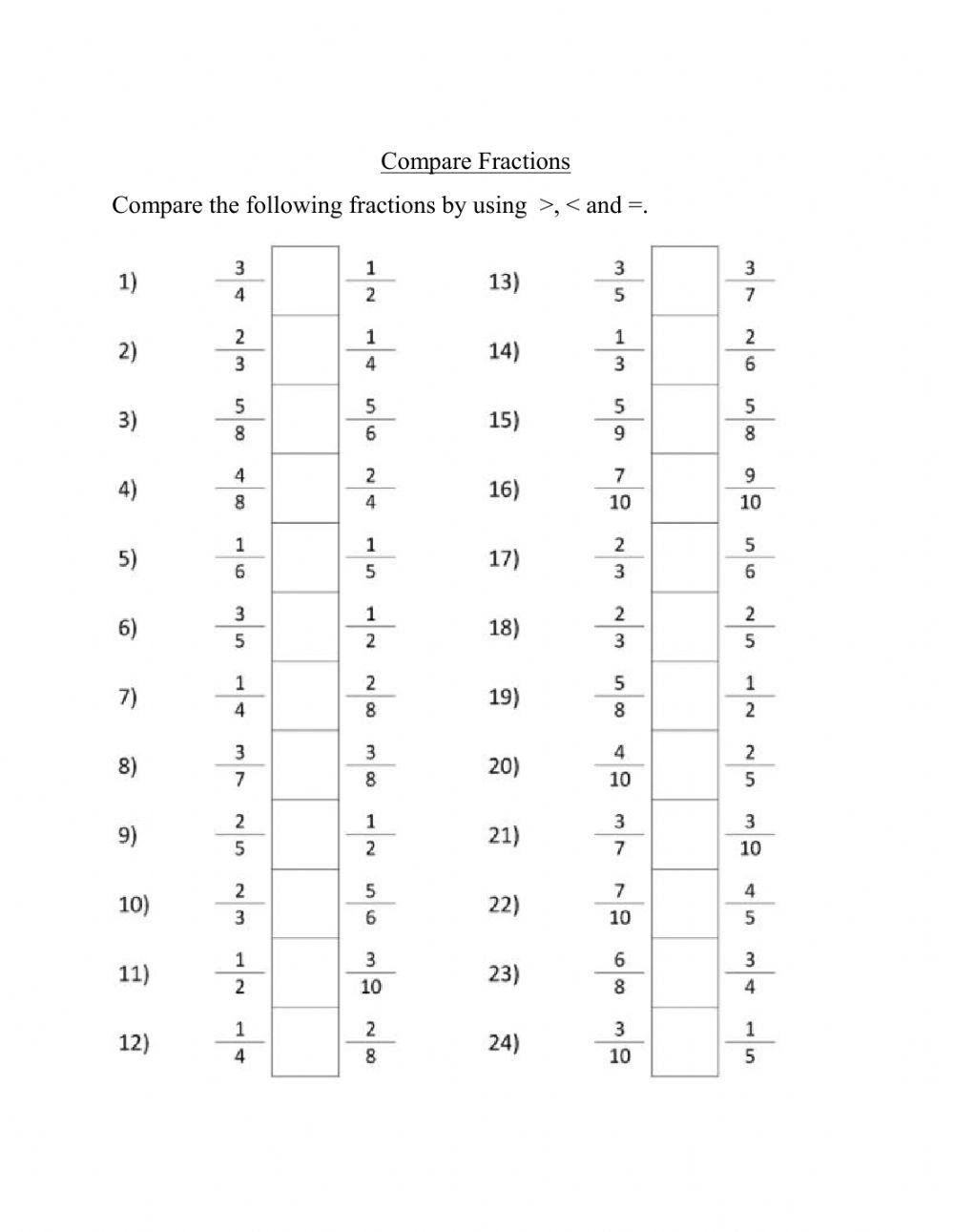 Comparing fractions