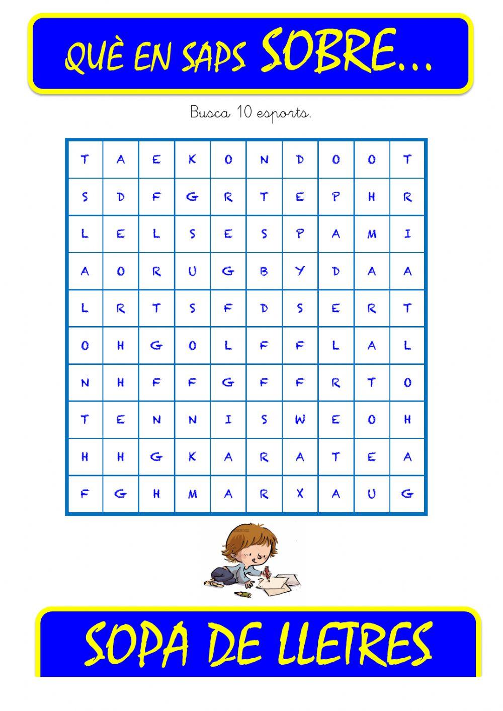 Que saps sobre...Sopa de lletres-Esports 06