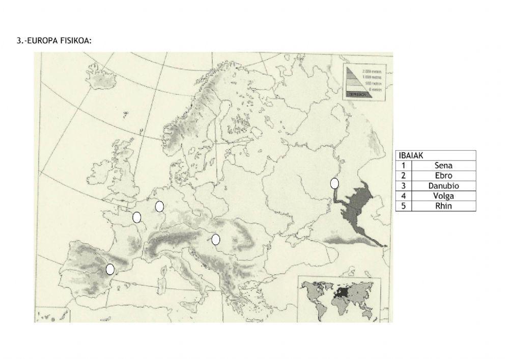Europako mapa fisiko eta politikoa