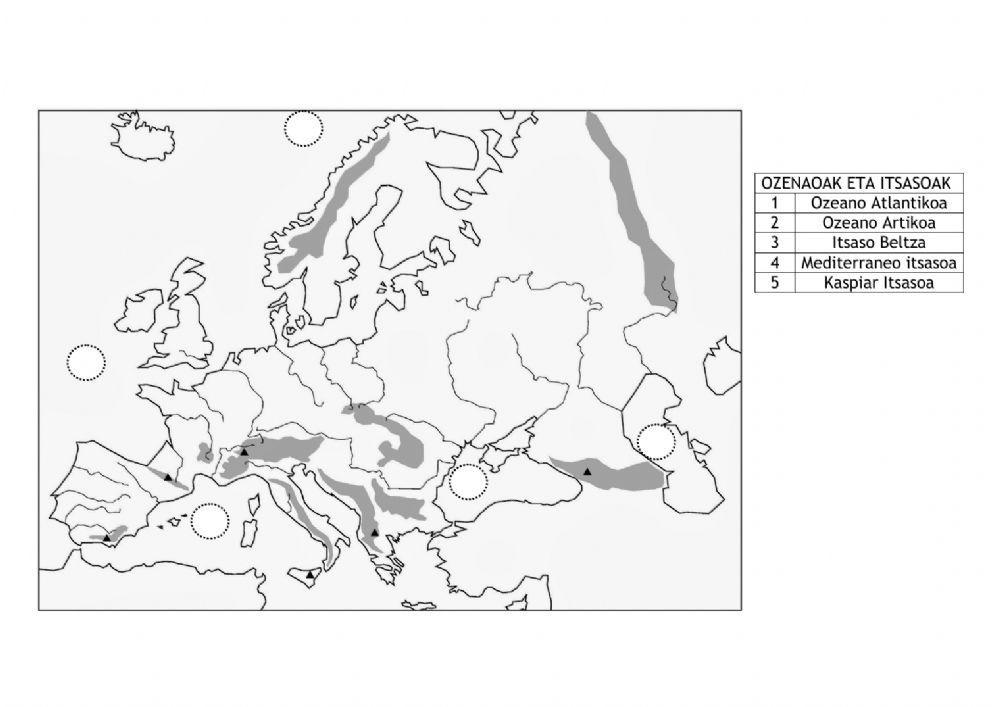 Europako mapa fisiko eta politikoa