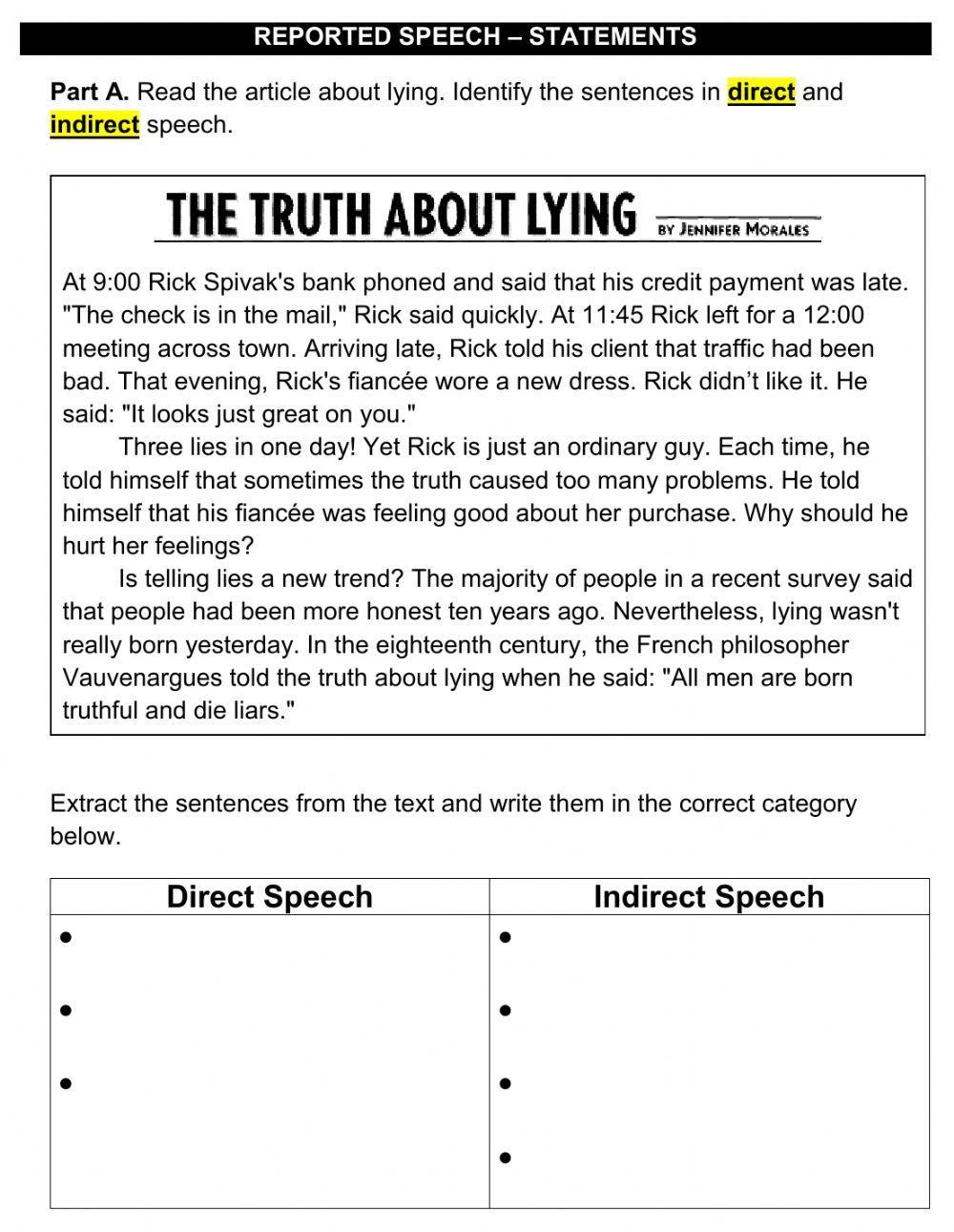 Reported Speech Statements
