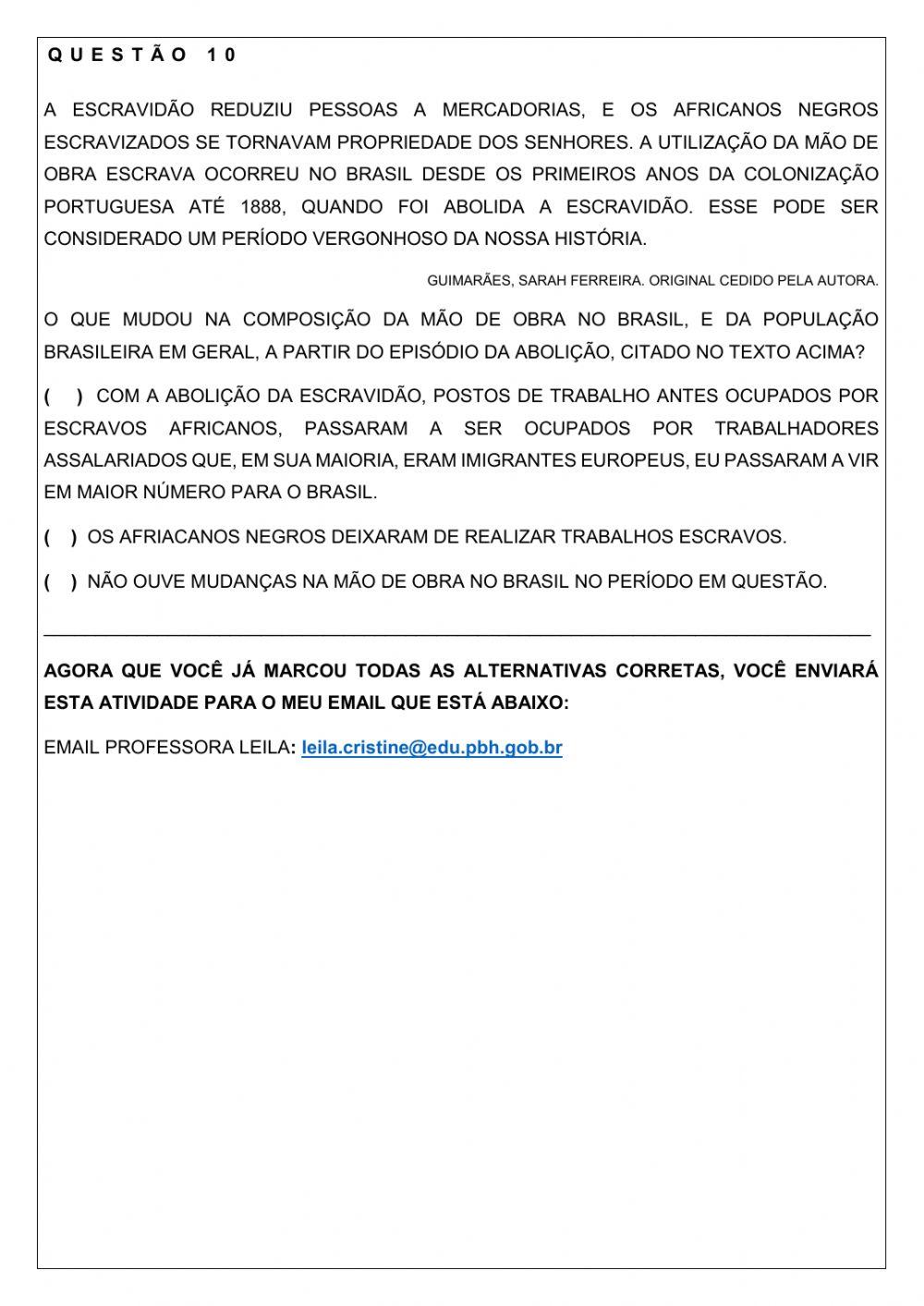 Chegada dos imigrantes no Brasil