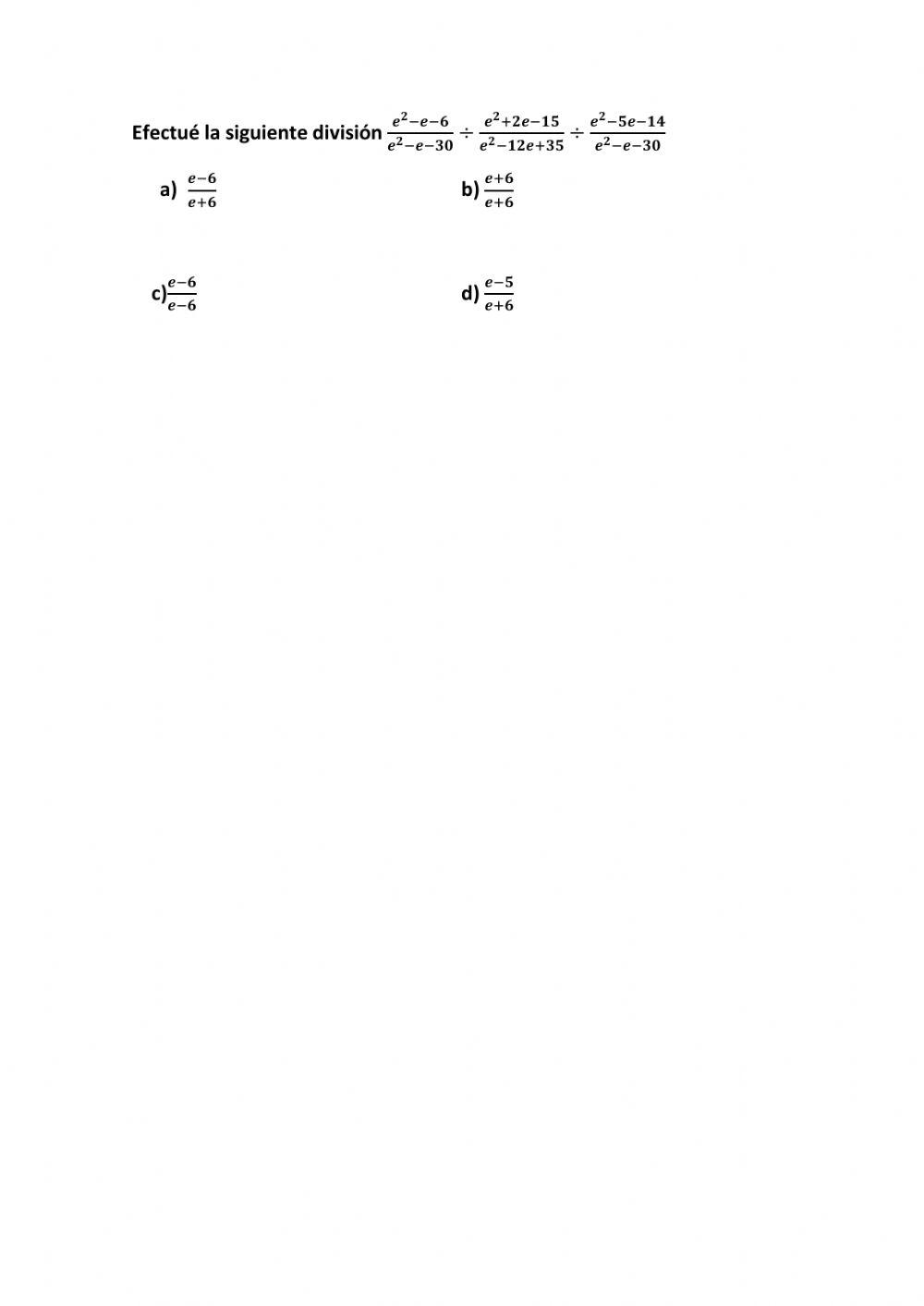 División de fracciones algebraicas