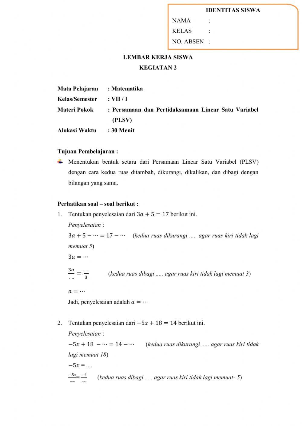 LKS PLSV & PtLSV Pertemuan 2