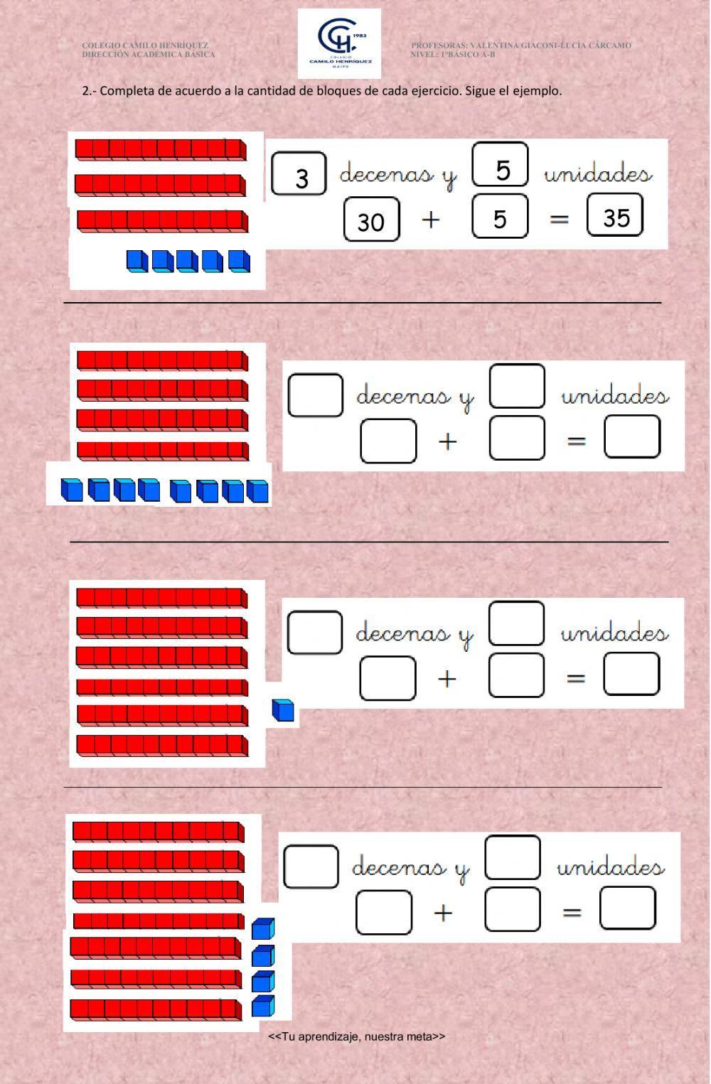 Representación de números hasta el 79