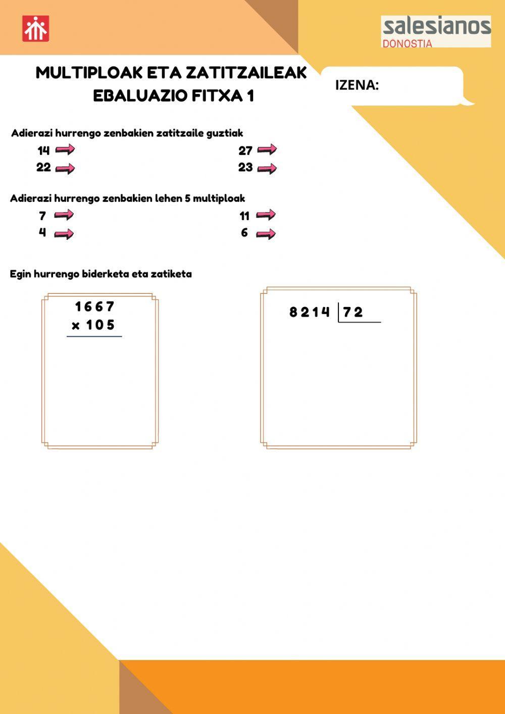 Multiploak eta zatitzaileak