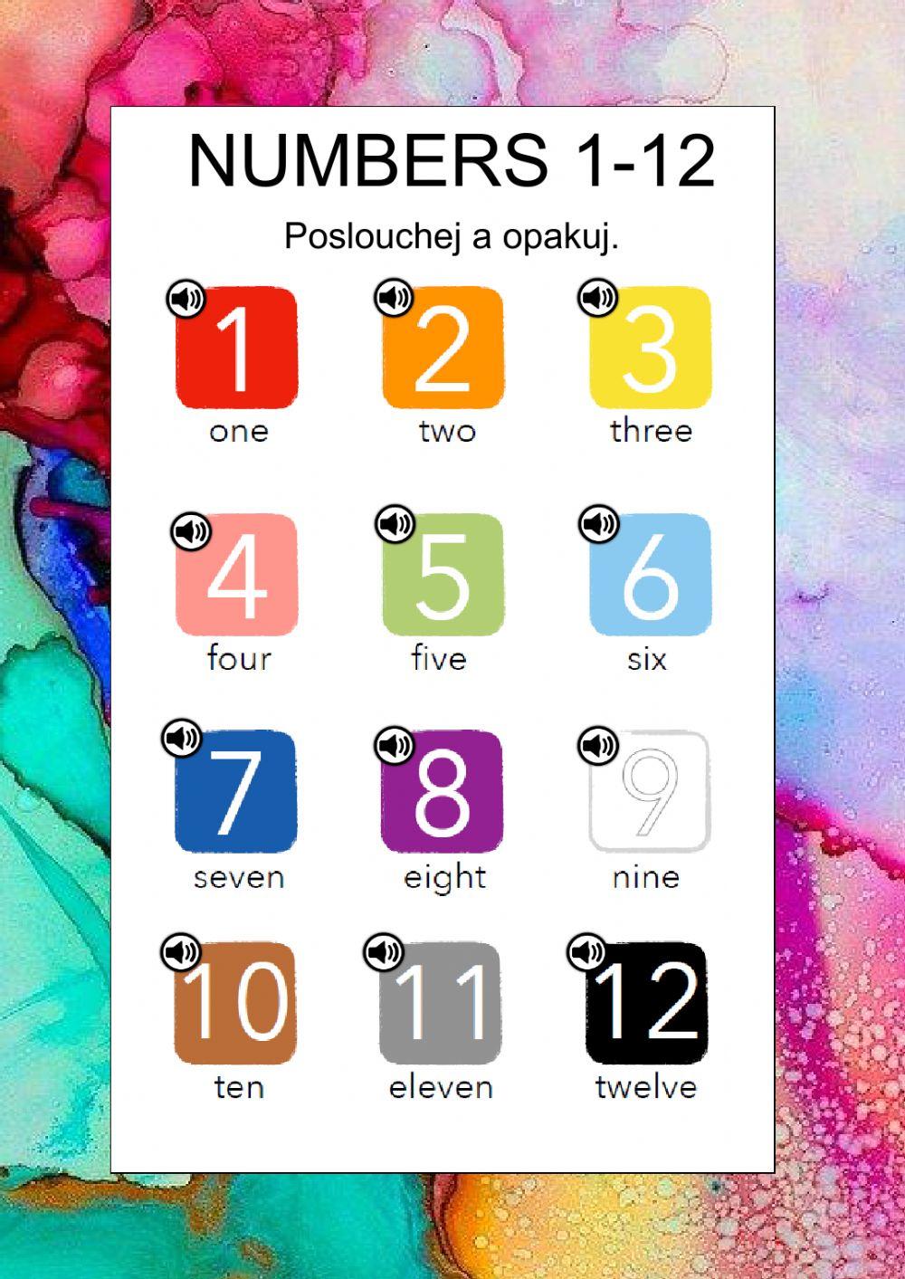 Numbers 1-12: listen and repeat Numbers 1-12: listen and repeat