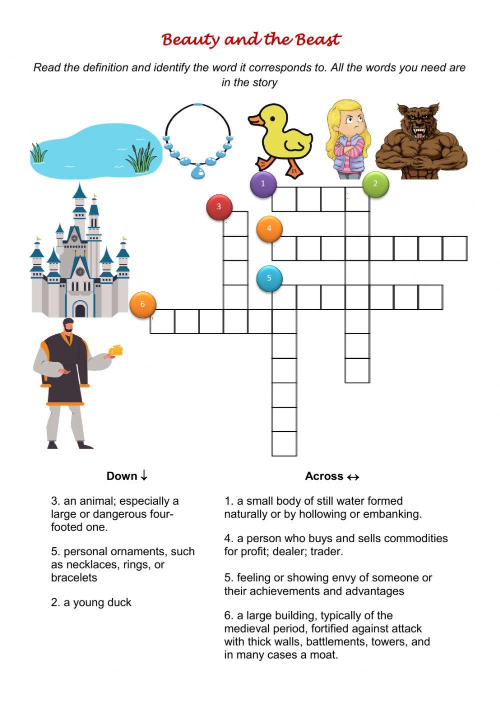 Beauty and the Beast Crossword Vocabulary