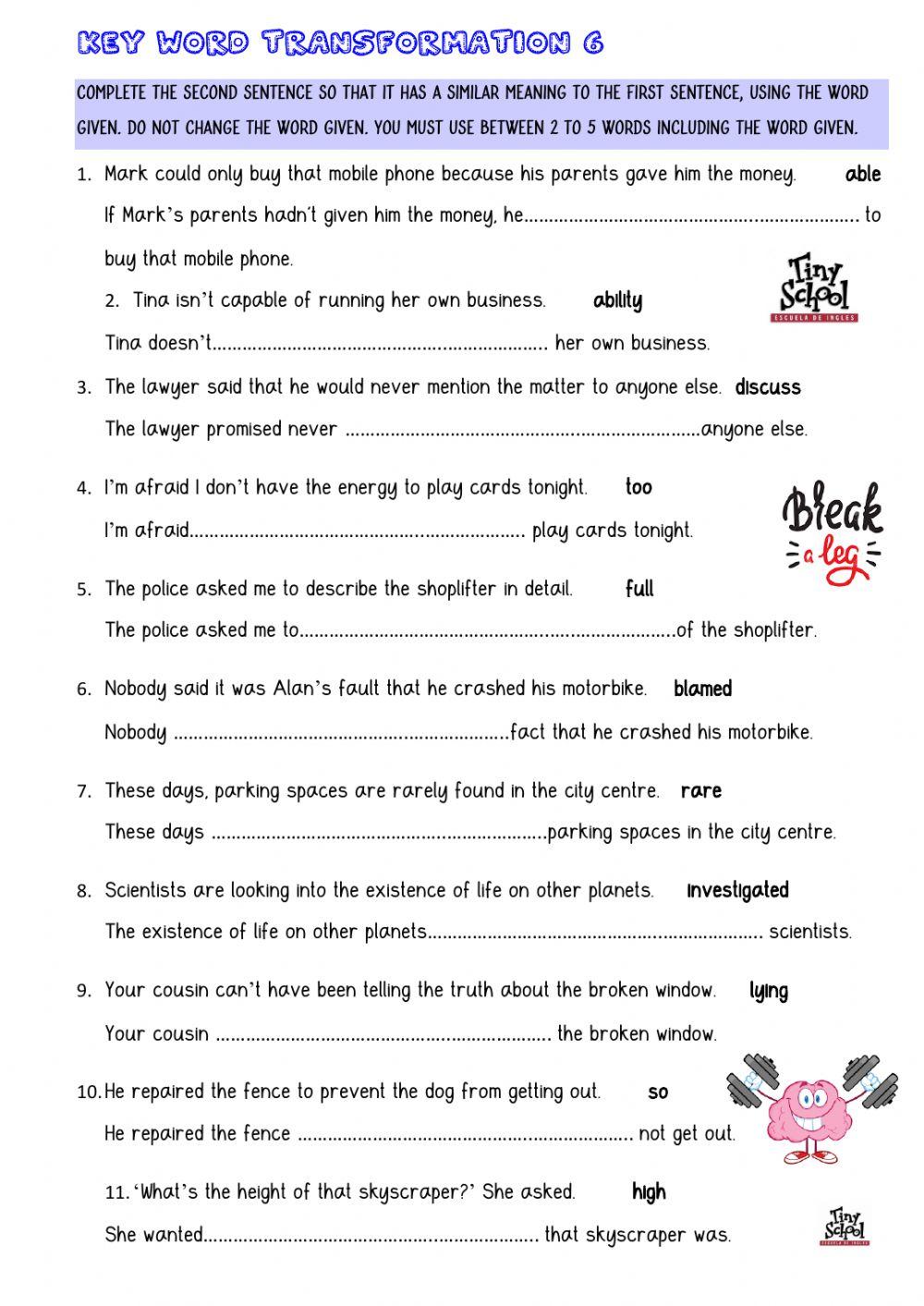 Key word transformation 6