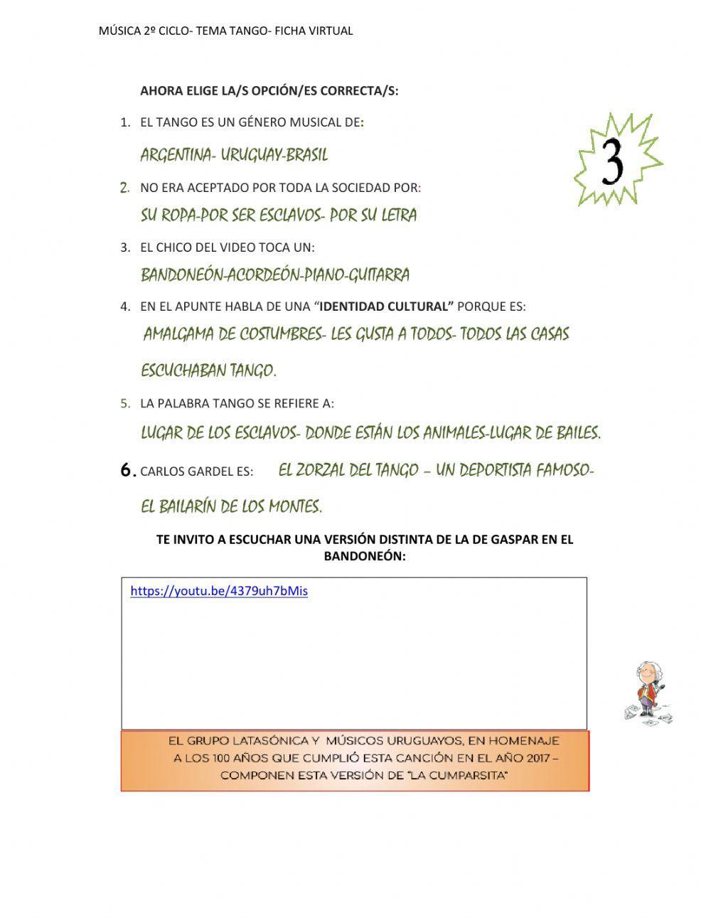 TANGO-LACUMPARSITA-FICHA VIRTUAL-2º CICLO