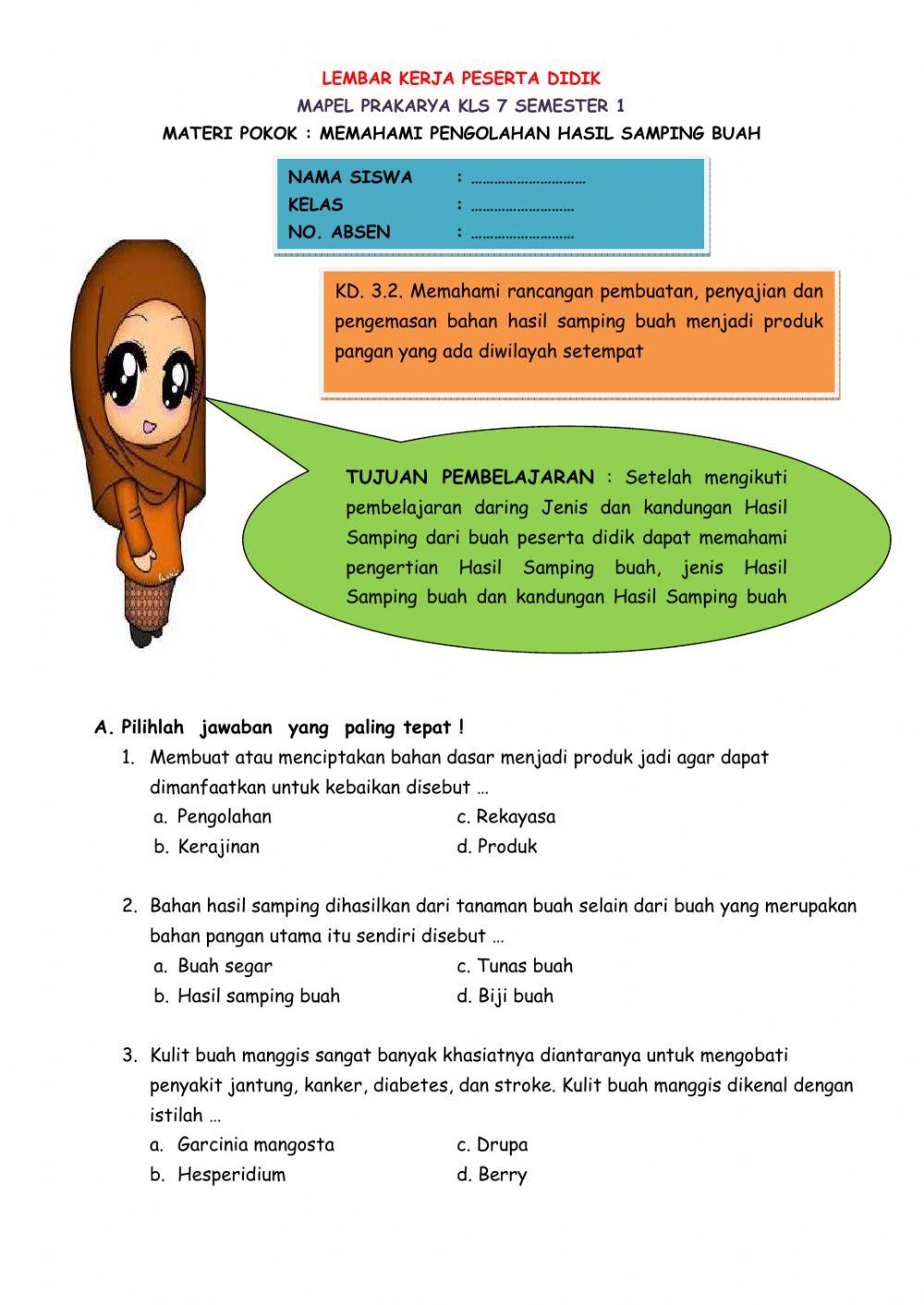 LKPD Hasil Samping Buah Prakarya kls 7