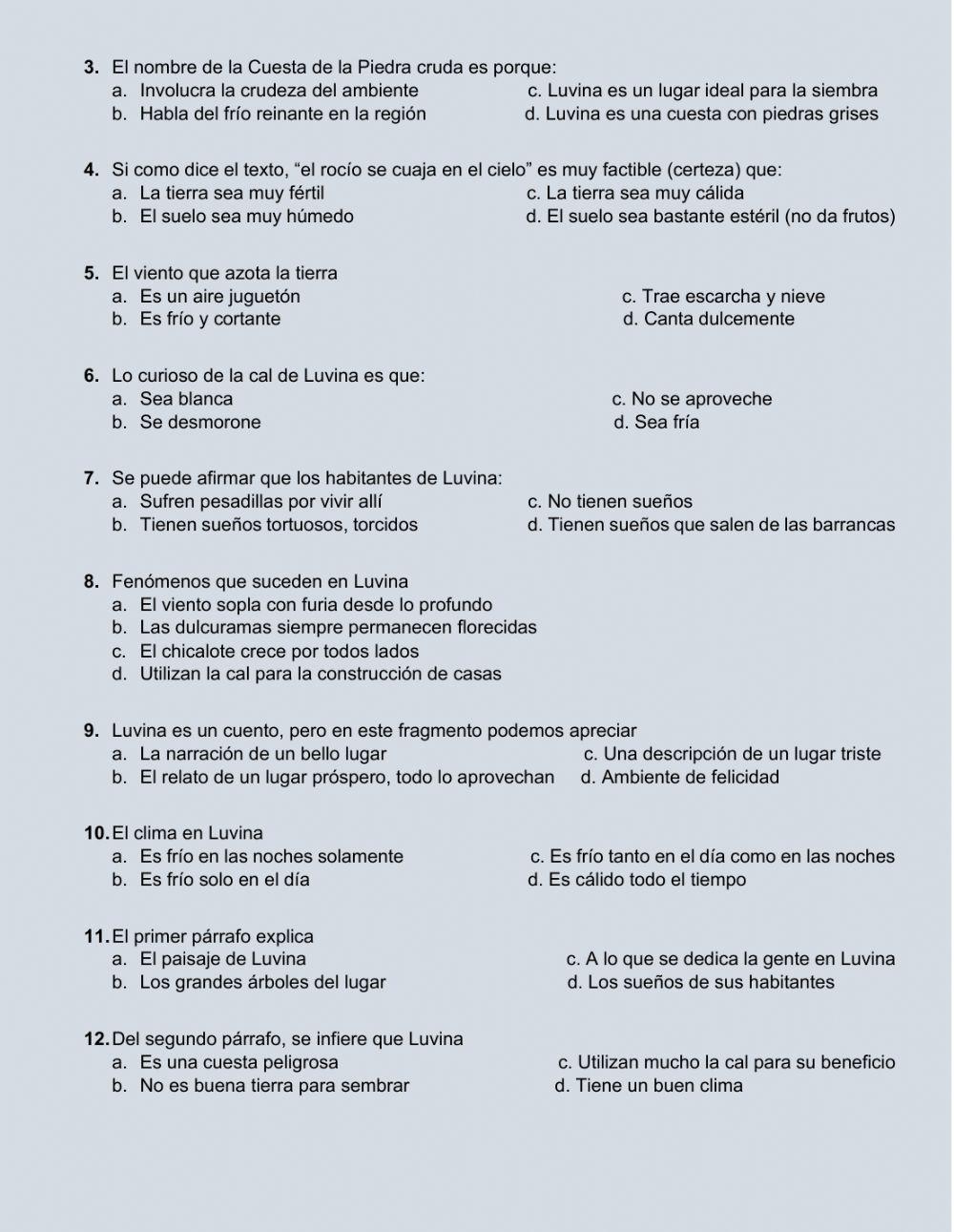 Luvina lectura comprensiva