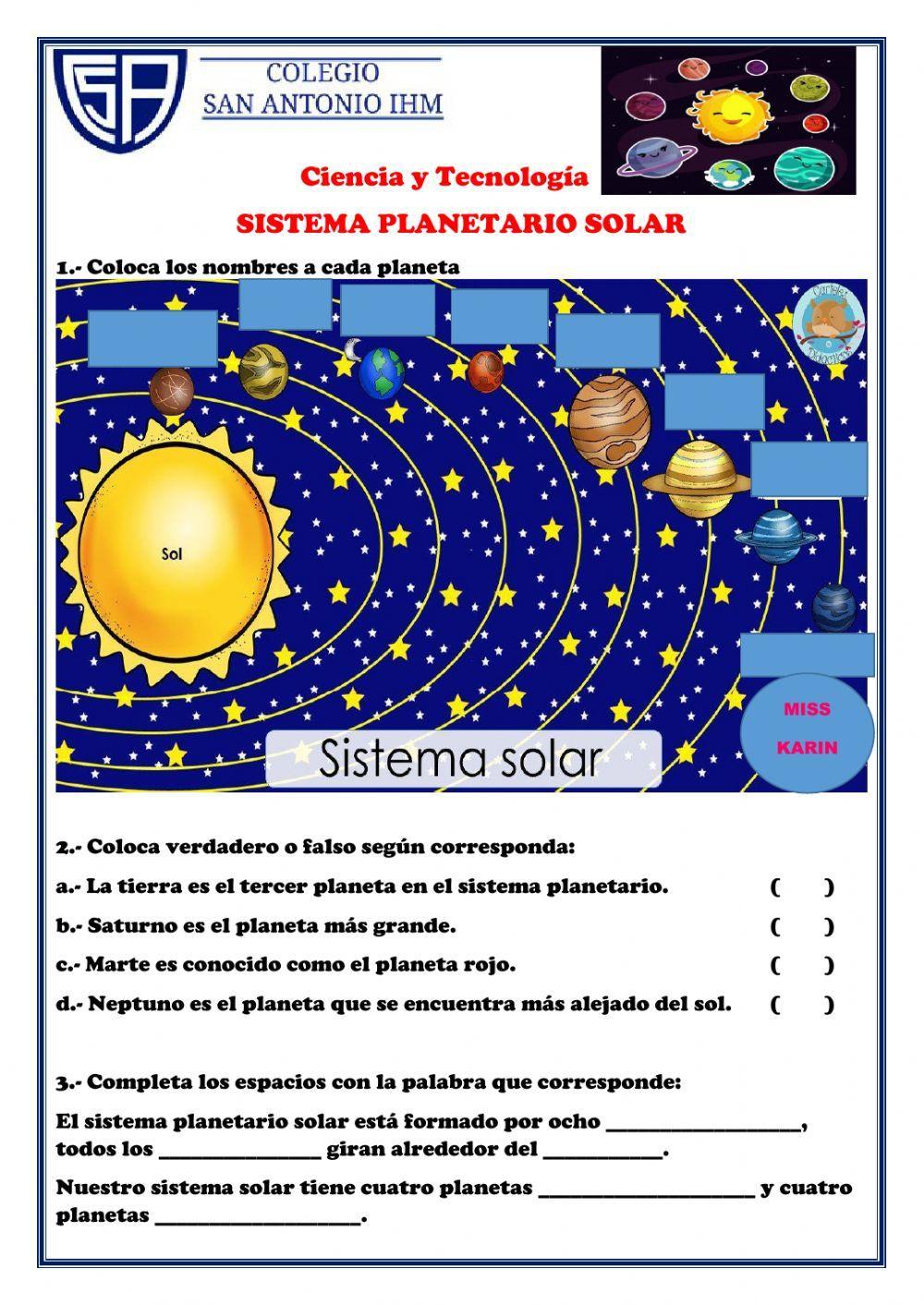 ACTIVIDAD DEL SISTEMA PLANETARIO SOLAR