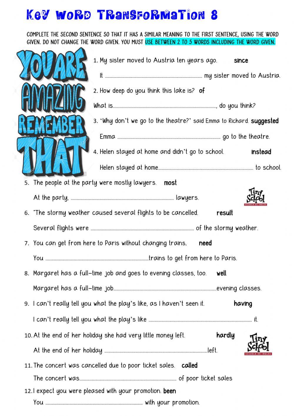 Key word transformation 8