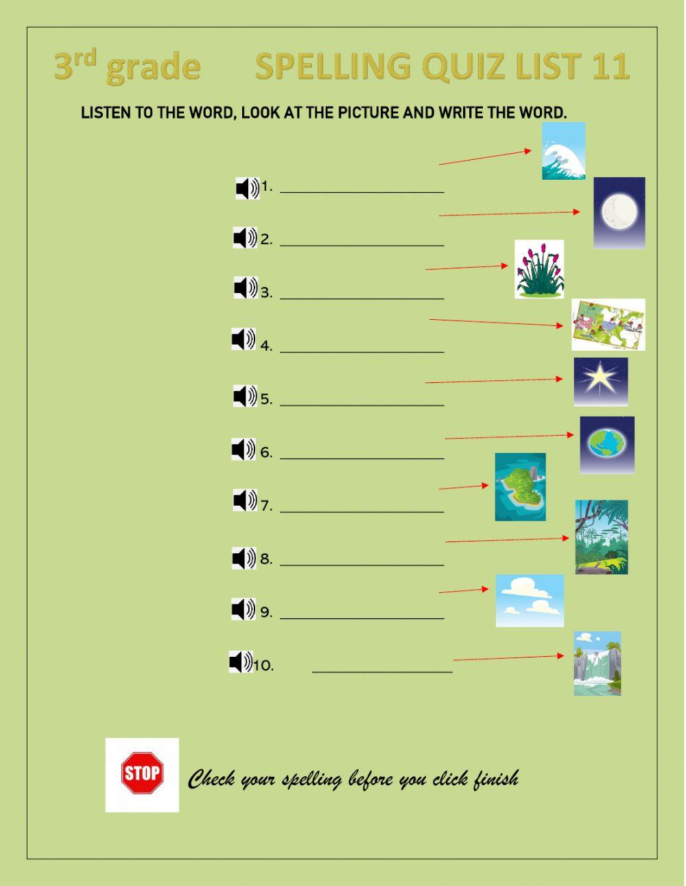 Spelling quiz online pdf worksheet live worksheets