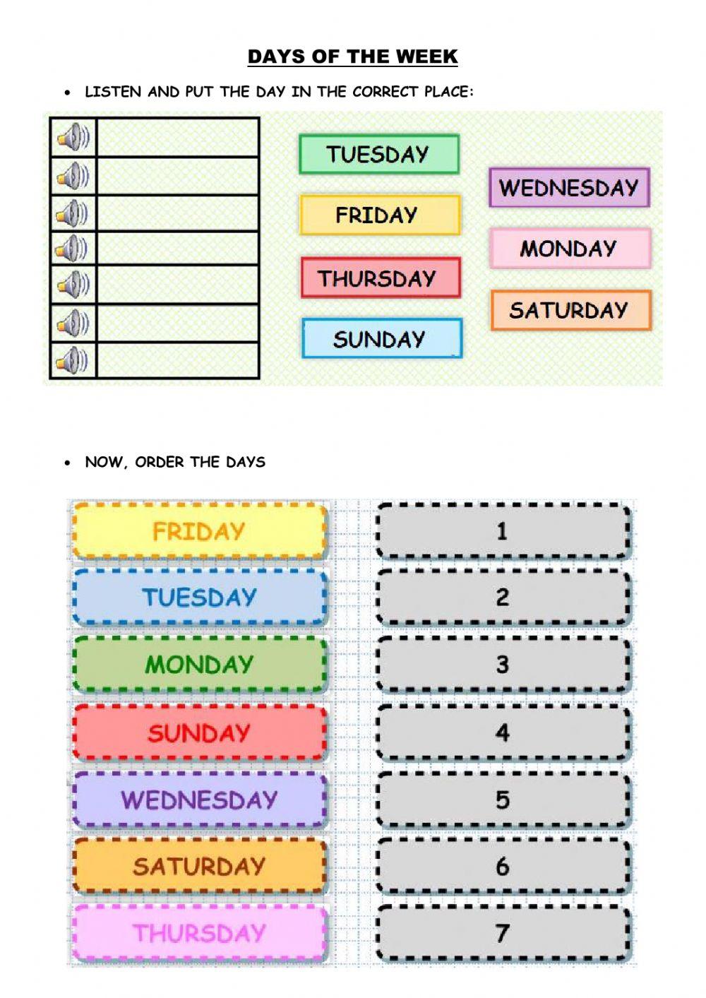 491563 Days of the week 2 carof94 LiveWorksheets