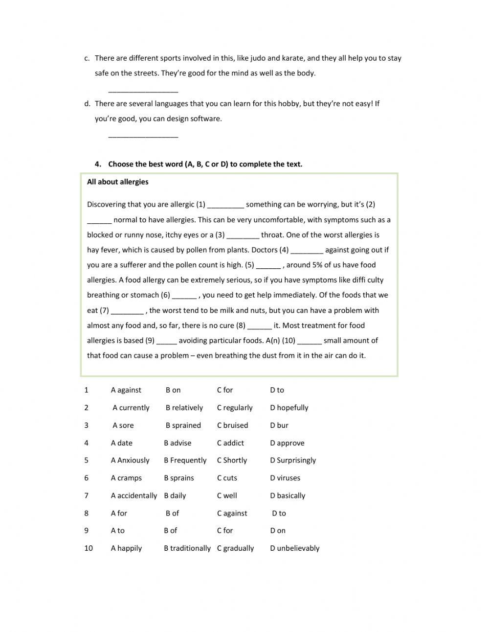 Pre FCE - Use of English