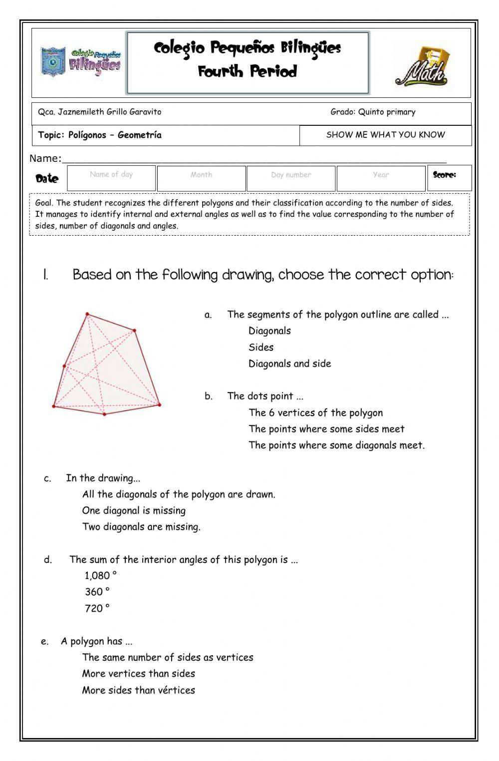 Show me what you know - poligonos -fifth grade- fourth term -2020