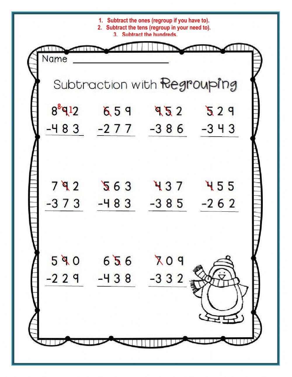Subtraction With Regrouping online exercise for | Live Worksheets