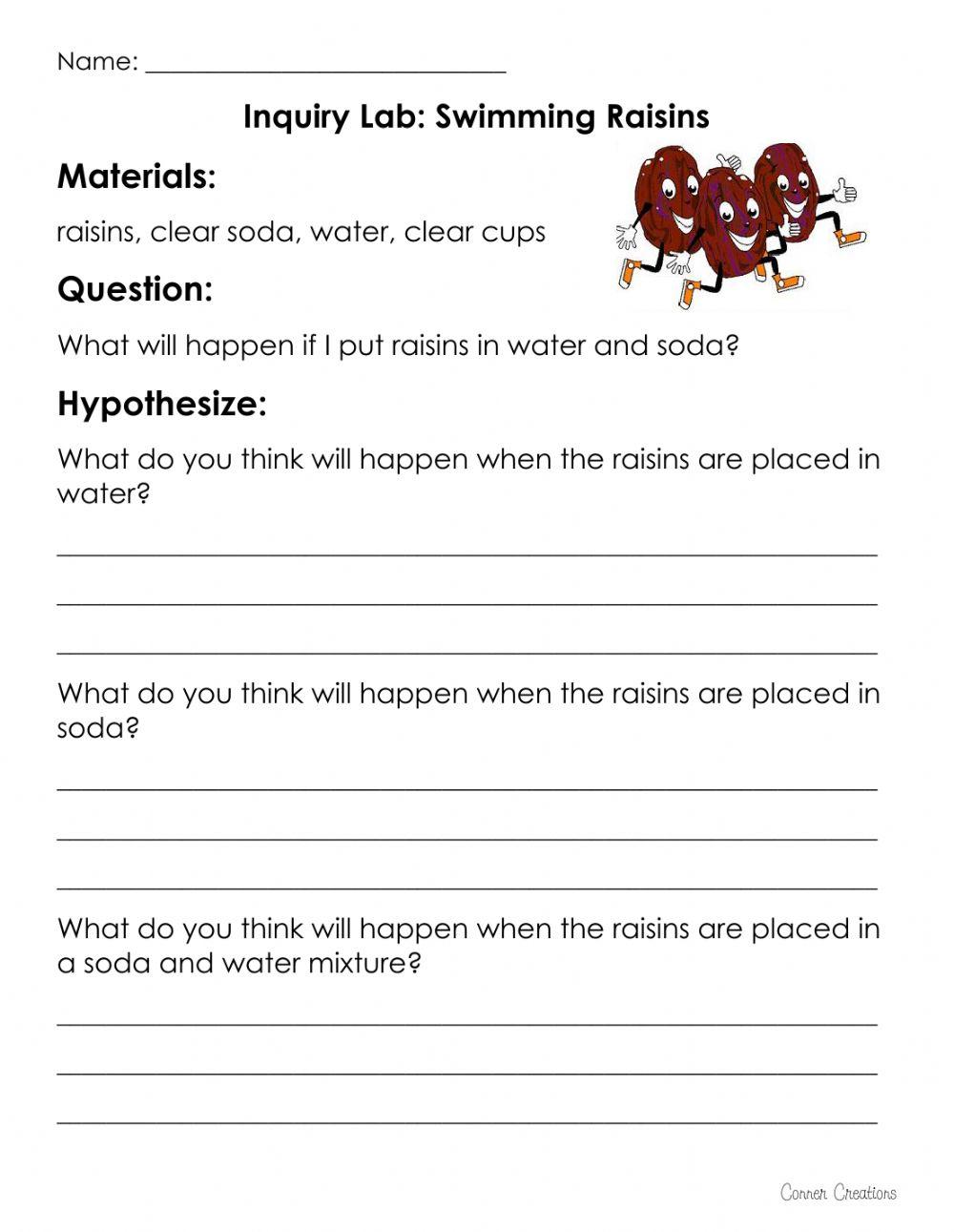 Dancing Raisins Worksheet