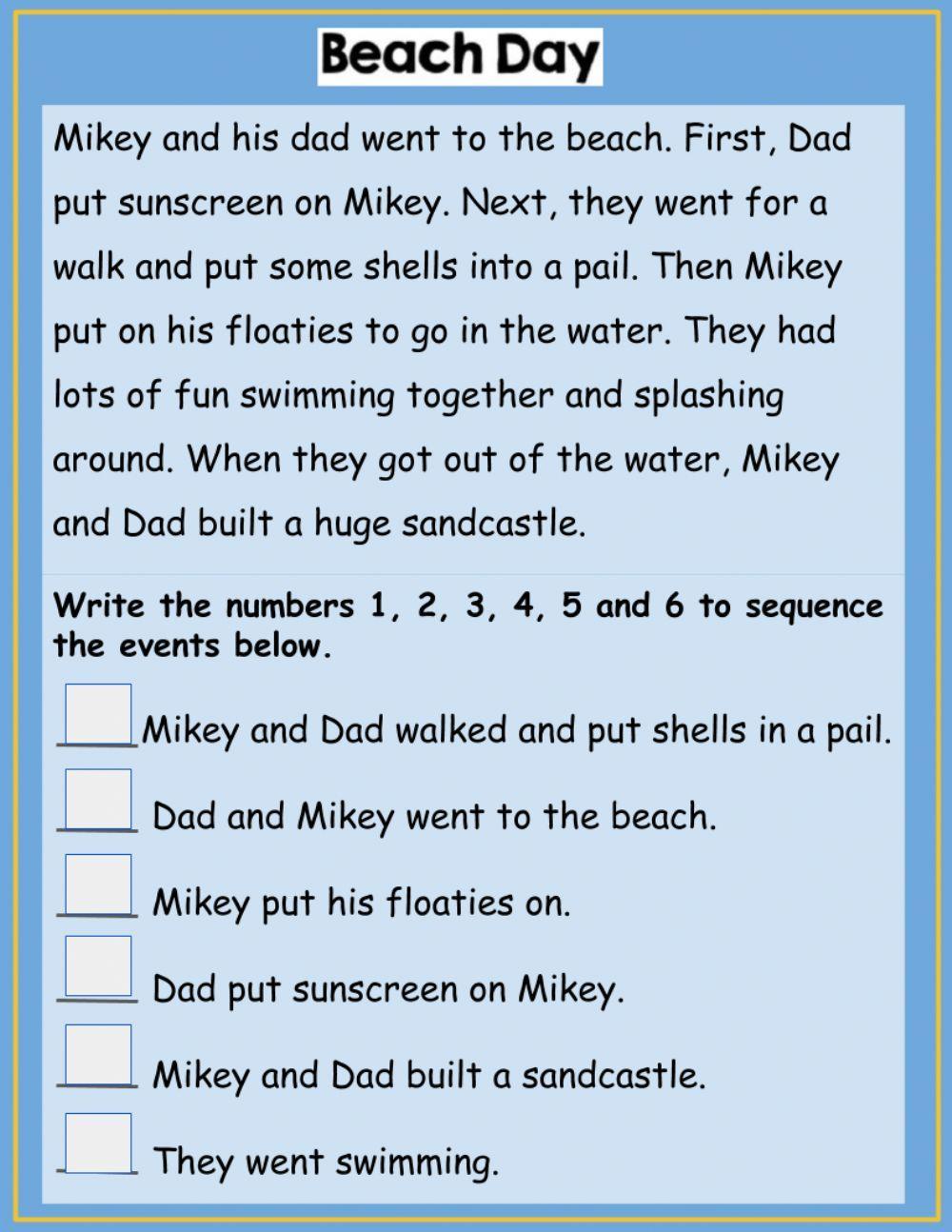 Story Sequencing Activity 2 Story Sequencing Activity 2