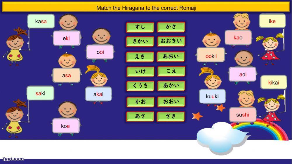 Hiragana (A,KA,SA) and Romaji