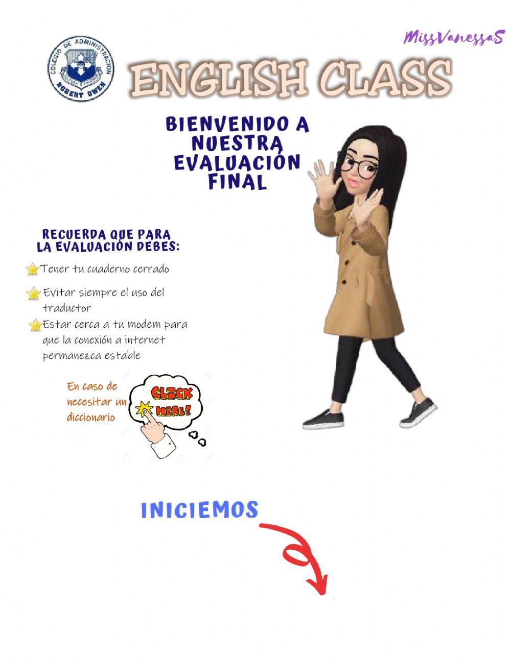 Evaluación inglés quinto