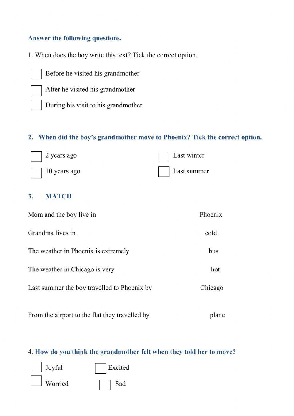 Reading comprehension