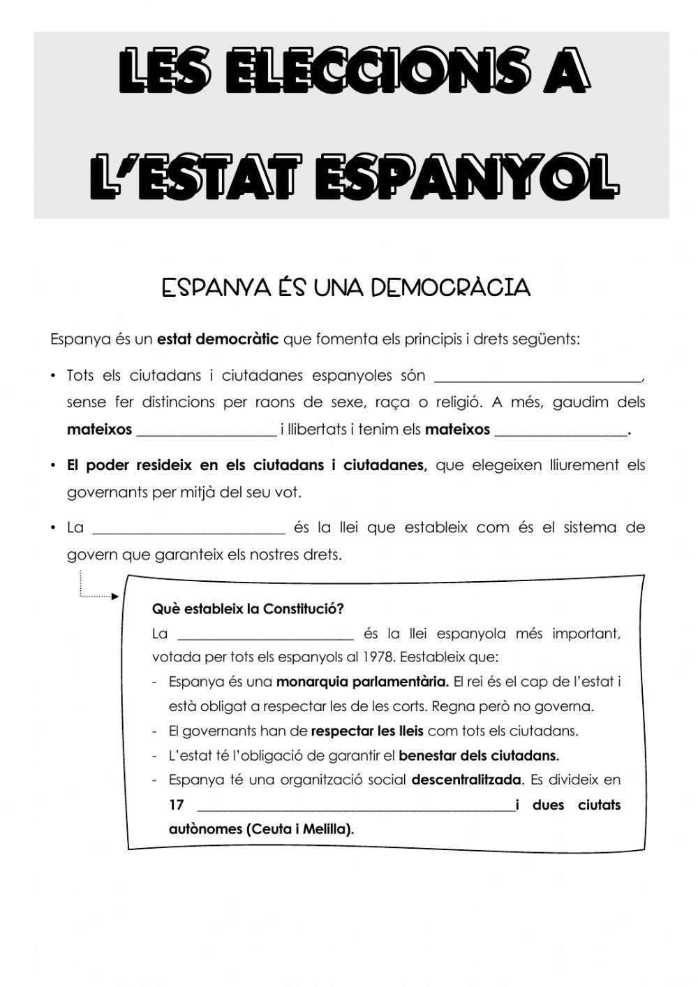 Les eleccions a l'estat espanyol