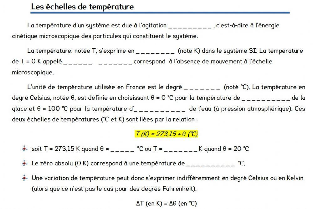 Échelles de température