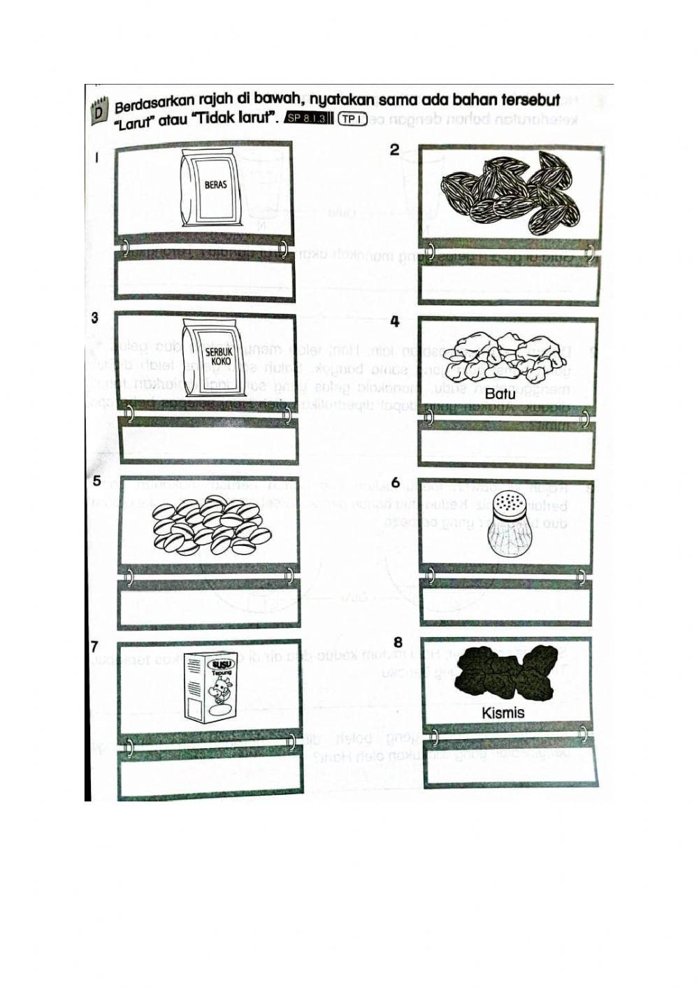 Sains tahun 2 : bahan larut dan tidak larut