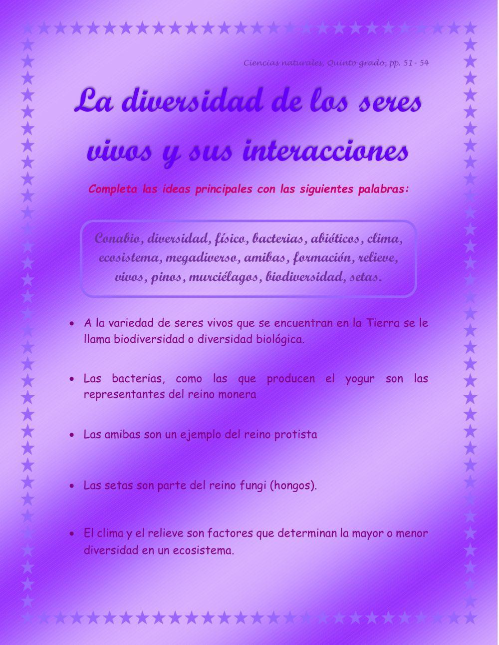 La diversidad de los seres vivos y sus interacciones