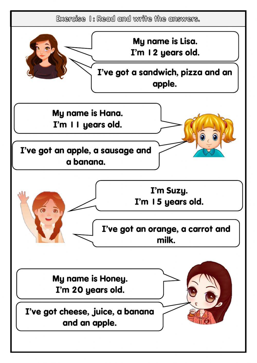 English year 1 (i've got foods)