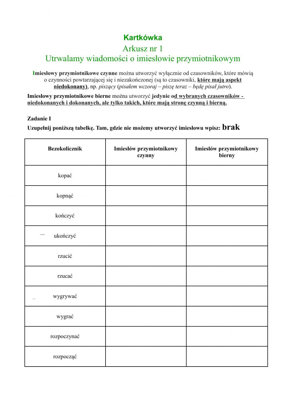 Imiesłów przymiotnikowy