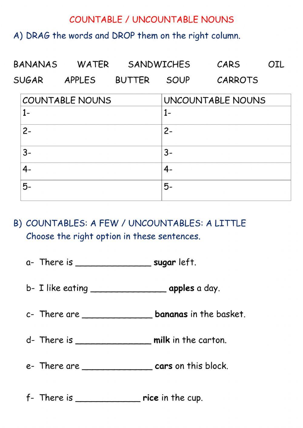 Countable Uncountable Nouns