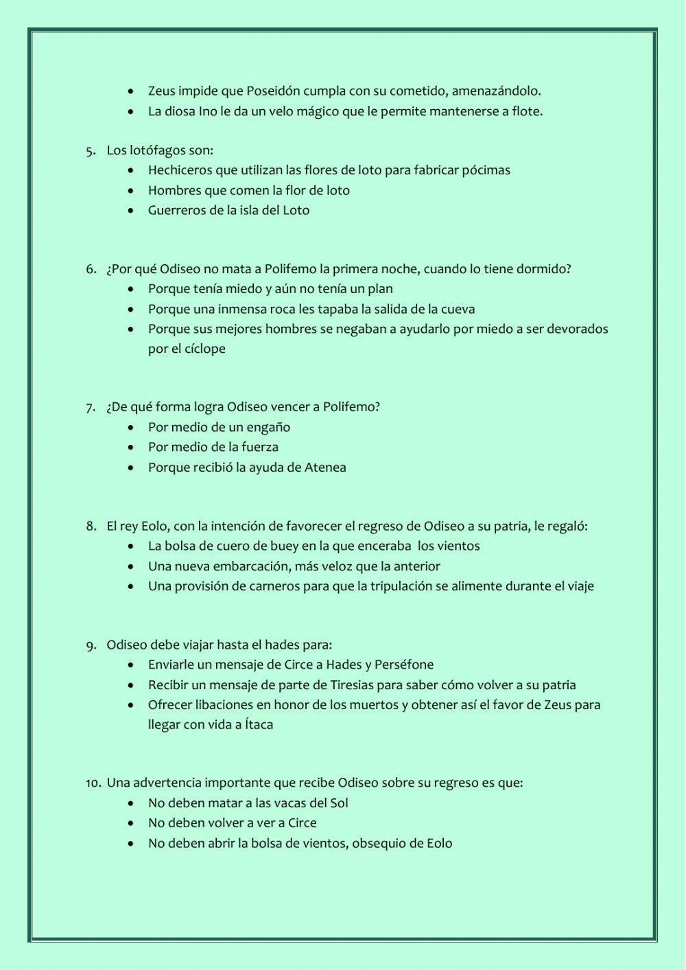 Comprobación de lectura de Odisea