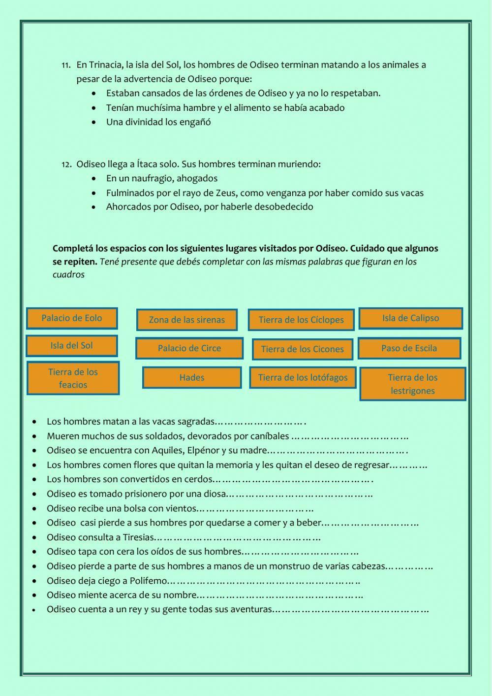 Comprobación de lectura de Odisea