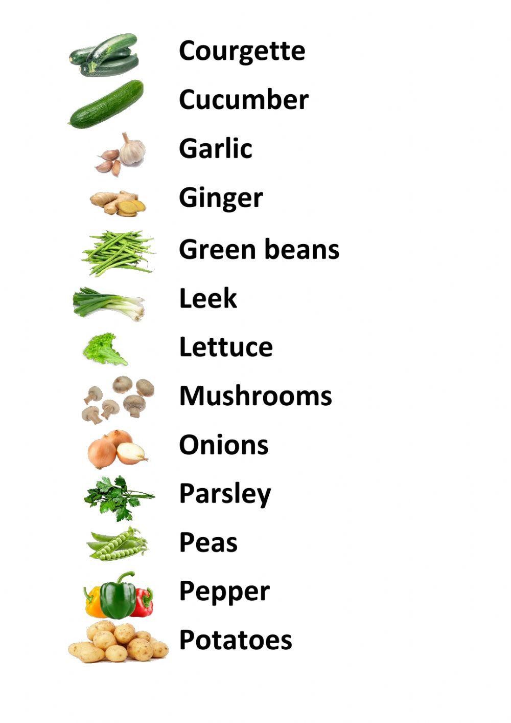 Vegetables - Listen and repeat